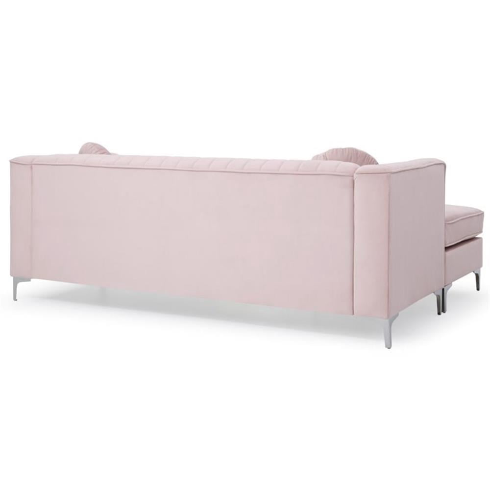 Glory Furniture Delray Velvet Sofa Chaise in Pink