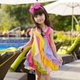thumbnail image 4 of KYAIGUO Little Girl's Sleeveless Mesh Rainbow Dress Girls Toddler Kids Summer Beach Dresses for Kids 2-10 Years Old, 4 of 6