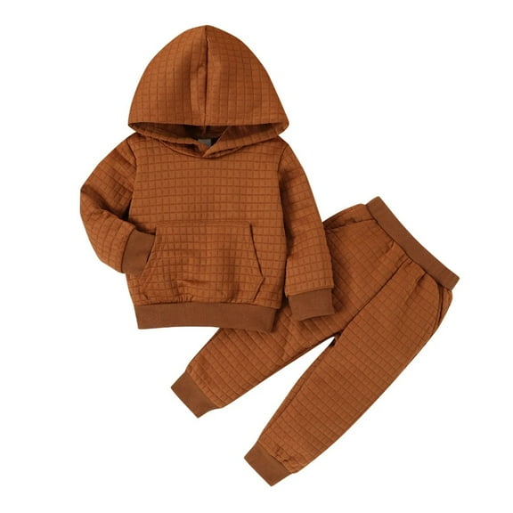 XBASW Toddler Baby Girls Boys Sweatsuit Outfit Solid Color Thick Hoodie Sweatshirt Tops   Jogger Pants Fall Winter Warm Tracksuit Set 1-5 Years Old