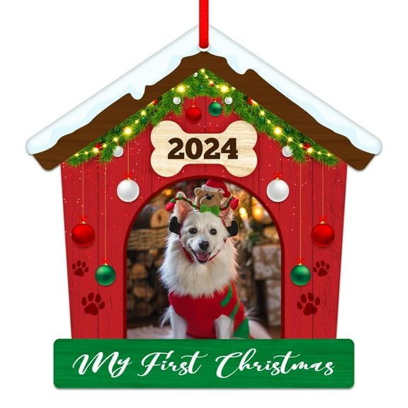 WaaHome Dog Picture Frame Christmas Ornaments 2024 Personalized Dog Photo Frame Ornament for Christmas Tree My First Christmas Ornament 2024 for Dog Puppy Dog Lovers Christmas Tree Decorations Gifts