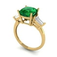 thumbnail image 2 of 3 ct Cushion Cut Simulated Emerald 3 Stone 18K Yellow Gold Womens Engagement Ring, 2 of 5