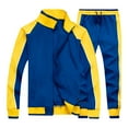 thumbnail image 3 of YOIAVAIOY Mens Athletic Suits Raglan Color Block Bomber Jacket Joggers Set Fashion Casual Sweatsuit Hispter Streetwear Track Suit Fall Winter Outfits Blue S, 3 of 6