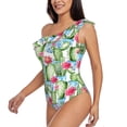 thumbnail image 2 of Haiem Flowers and Cactus Women's One Piece Swimsuits Tummy Control One Shoulder Bathing Suits Ruffle Swimwear-Small, 2 of 8