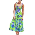 thumbnail image 2 of SMihono Robe Maxi Bohème d'Été pour Femmes Grande Taille Mode Femmes Décontractée à Col en V Imprimée Sans Manches Mi-Longue Robe Taille Plage Évasée Robe d'Été, 2 of 7