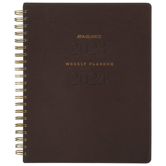 AT-A-GLANCE Signature Collection Academic 2023-2024 Weekly Monthly Planner Brown