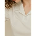 thumbnail image 6 of Lovito Women's Preppy Casual Plain Polo Neck Button Short Sleeve Regular Fit Tops Crop T-Shirt for Daily, 6 of 7