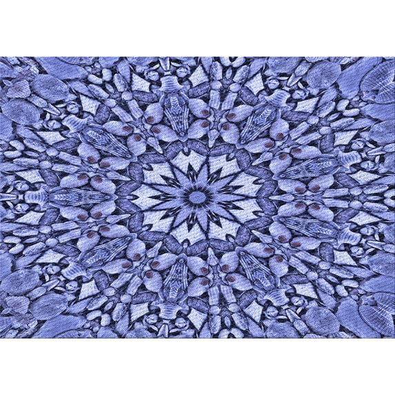 Ahgly Company Indoor Rectangle Patterned Denim Blue Area Rugs, 2' x 5'