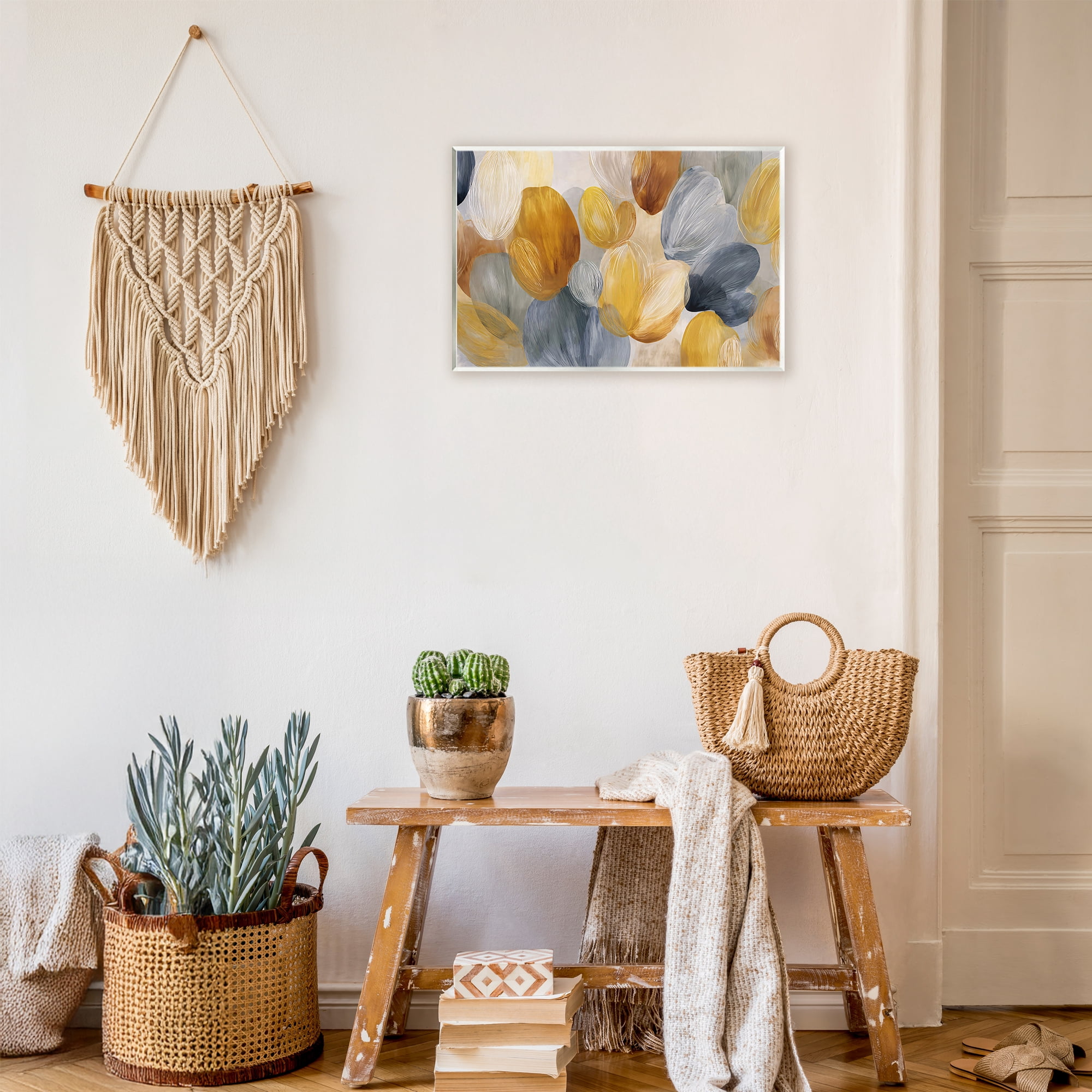 Stupell Industries Warm Oblong Layered Shapes Wall Plaque Art, design by Jacky Ngan