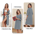 thumbnail image 5 of EA'S SECRET Women's Lightweight 100% Cotton Mid-Length Robe Zip Front Bathrobe 3/4 Sleeve Spa Kimono Robe Bridesmaid Bride Party Robes Sleepwear Bath Robes with Pockets(Dark Gray,L), 5 of 7