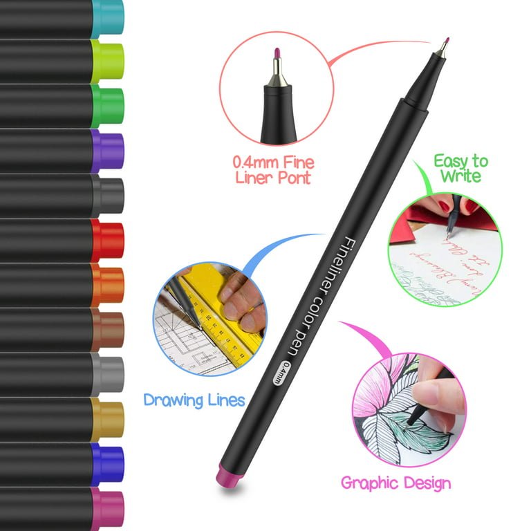 36 Colors Fineliner Pens Set, 0.4mm Fine Point Color Drawing Pens For  School, Office, Students And Children