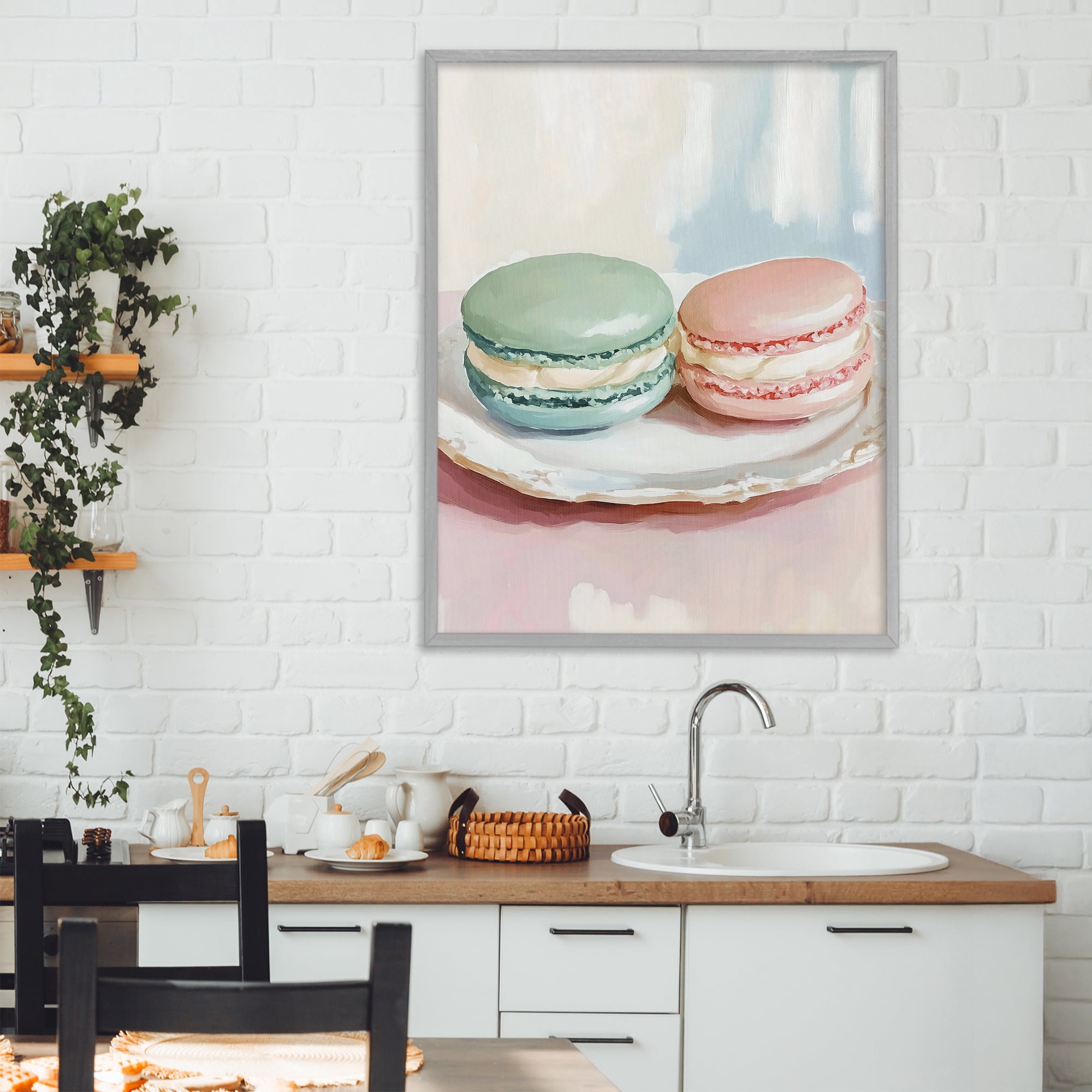 Stupell Industries Pastel Macarons on Plate Gray Framed Giclee Art, design by The Prints Vibe