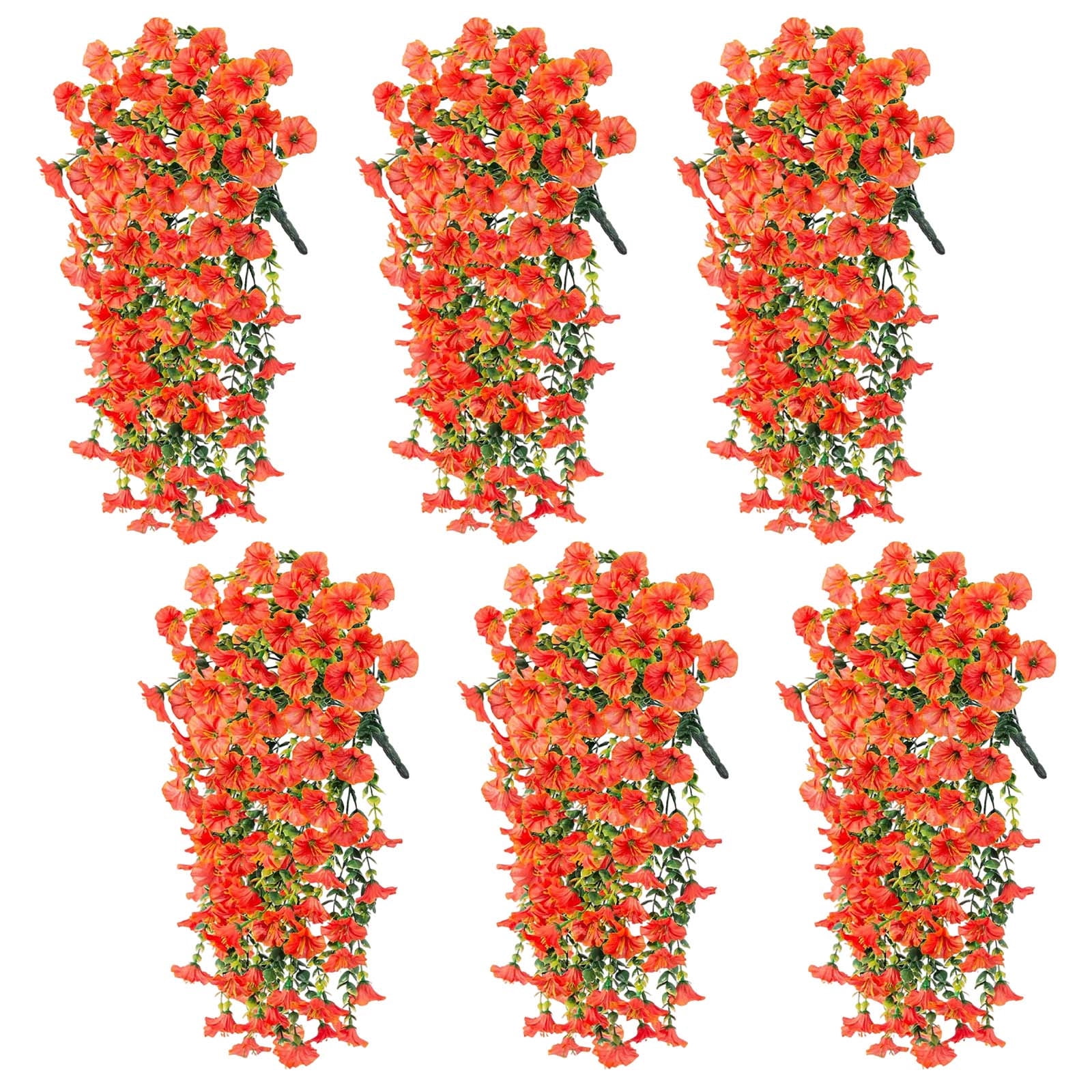 6pcs Artificial Hanging Morning Glory Flowers, Durable Silk Morning Glory Faux Flowers, Decoration for Garden, No Fade Plastic Flowers for Wedding Events, Suitable for Home Decor