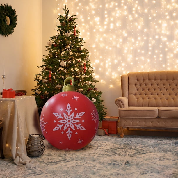 Xihbxyly Inflable Navideño para Exteriores, Árbol de Pvc Iluminado, Decoración Duradera, Bolas Navideñas Únicas, Perfecto para Patio, Porche, Jardín, Temporada Navideña, 60 Cm de Diámetro, Fácil de I