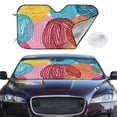 thumbnail image 2 of Uemuo Colorful Wool Balls Pattern Accordion Car Windshield Sun Shade, Foldable Reflective Sun Visor for Car, Reflector Windshield Sunshade-Small, 2 of 7