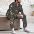 thumbnail image 5 of Mens Pajamas Set, Gothic Funny Golden Snake Moon Button Down Long Sleeve Loungewear Sleepwear Pjs sets for Men, 5 of 5