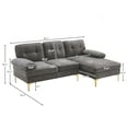 thumbnail image 3 of L-Shaped Sectional Sofa, Modern Chenille Upholstered Accent Sofa with Padded Backrest and Metal Legs, 3-Seat Corner Sectional Sofa for Small Living Room Apartment and Office, Dark Gray, 3 of 7