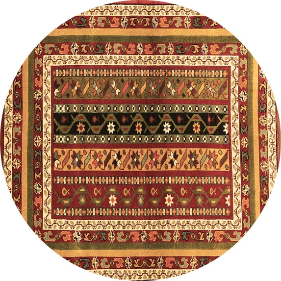 Ahgly Company Indoor Round Oriental Brown Traditional Area Rugs, 7' Round