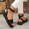 thumbnail image 5 of Womans Sandals Flat Heel Open Toe Summer Casual Daily Versatile Solid Color Women Footwear with Buckle Comfortable Ankle Strap Walking Beach Shoes Black 9.5, 5 of 9