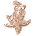 thumbnail image 1 of 14K Rose Gold 3-D Mermaid And Starfish Pendant - 23 mm, 1 of 2