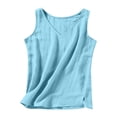 thumbnail image 7 of Tank Tops for Women Cotton Linen Lightweight V Neck Plain Casual Sleeveless Shirt Summer Outfits, 7 of 7