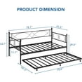 thumbnail image 2 of Metal Twin Daybed with Trundle, Sofa Bed Frame with Steel Slat Support, Multifunctional Daybed Frame for Bedroom, Black, 2 of 8