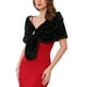 thumbnail image 4 of Capa de chal de piel sintética para mujeres INSPIRE CHIC para fiestas de boda, shrug nupcial con broches de perlas sintéticas y rhinestones en negro, 4 of 6