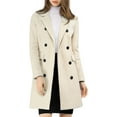thumbnail image 3 of INSPIRE CHIC Women's Winter Coat Notched Lapel Double Breasted Trench Coat XS Beige, 3 of 8