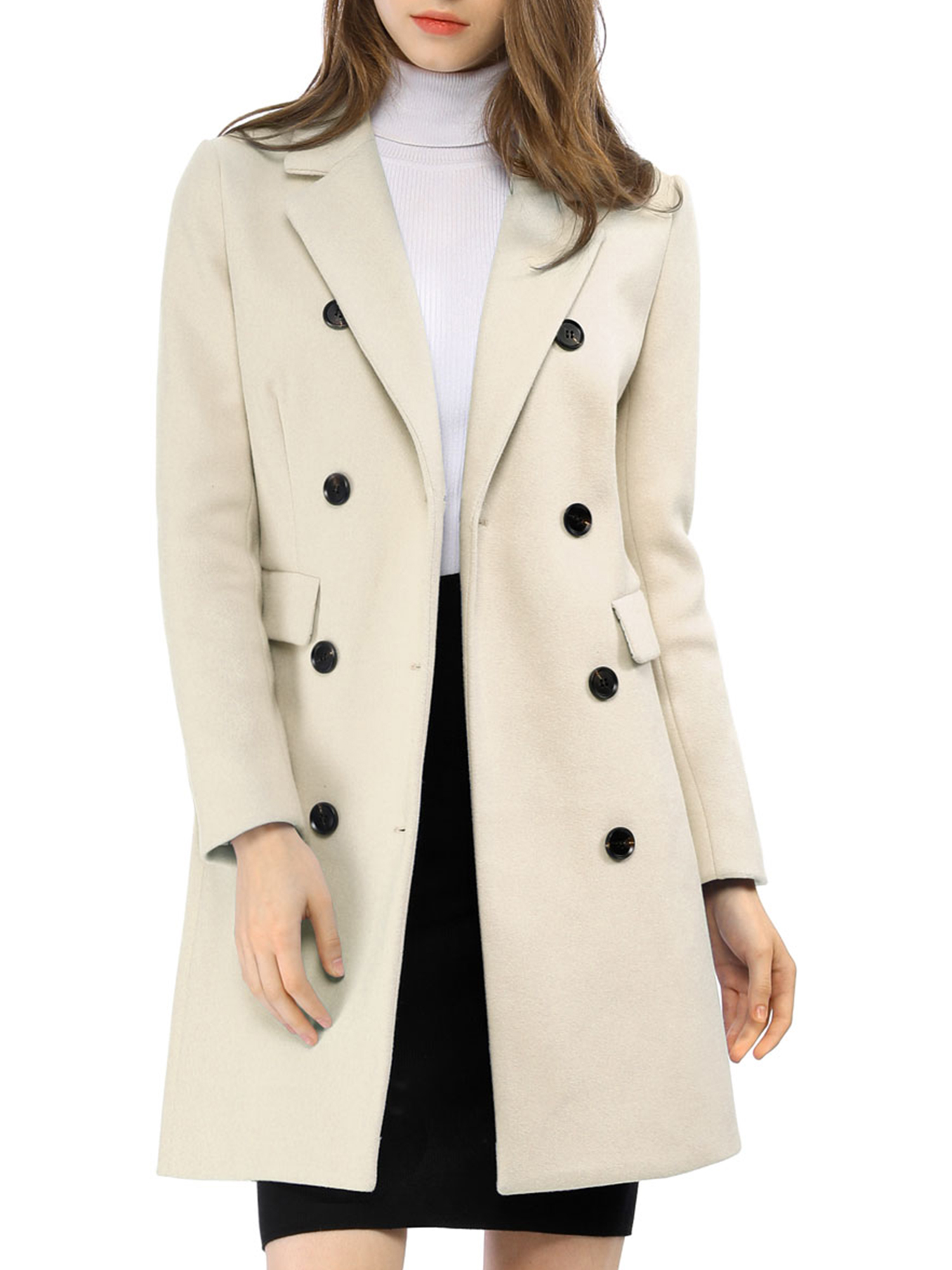 ZSHOW Women's Single Breasted Solid Color Classic Pea Coat 