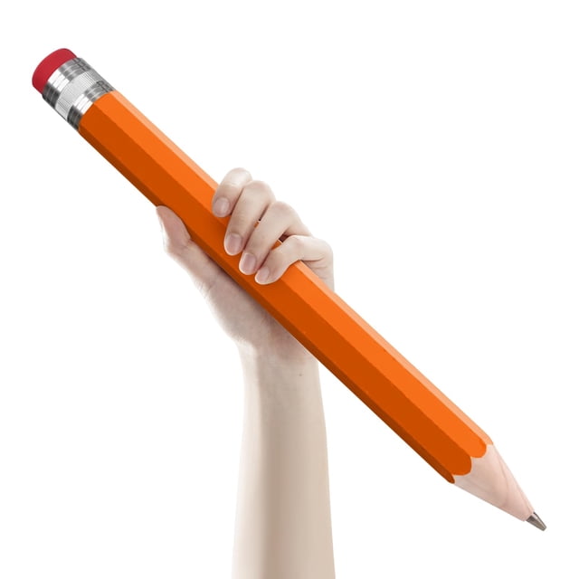 Lápiz jumbo de madera de 36 cm color naranja para decoración