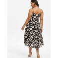thumbnail image 3 of Rosegal Women Casual Plus Size Floral Print Layered High Low Dress Black 2X, 3 of 5