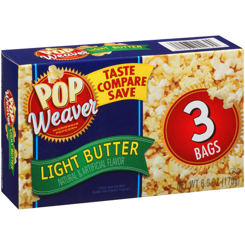 Pop Weaver Light Butter Microwave Popcorn 2 Oz, 3 Ct