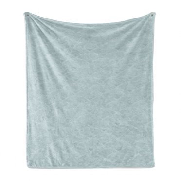 Fish Scale Soft Flannel Fleece Throw Blanket, Hand Drawn Doodle Style Waving Lines Pastel Shaded Abstract Pattern, Cozy Plush for Indoor and Outdoor Use, 50" x 70", Pale Blue Grey White, by Ambesonne