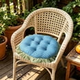 thumbnail image 6 of Lenkho Striped Tufted Round Seat Cushion with Ruffle Edge, Soft Padded Decorative Chair Pad, Comfort Thick Floor Sitting Cushion for Dining Chair, Kitchen Seat, Living Room, Bedroom Balcony, 6 of 6