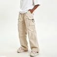 thumbnail image 3 of Men Loose Cargo Work Pants 4-Way Stretch Drawstring Outdoor Activity Trousers S-XL, 3 of 8