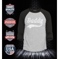 thumbnail image 2 of Shop4Ever Men's Daddy Classic Baseball Gift for Father Raglan Baseball Shirt Large Heather Grey/Black, 2 of 4