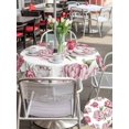 thumbnail image 6 of Outdoor Tablecloth with Umbrella Hole Zipper Pink Floral Round Tablecloth 60" Waterproof Outside Table Cloth Spring Summer Modern Flower Leaf Patio Table Cover Tablecloths for Picnic Party, 6 of 8