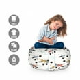 thumbnail image 2 of Cartoon Storage Toy Bag Chair, Pattern of Retro Air Planes Flying in the Sky Clouds Imagination Boys Theme, Stuffed Animal Organizer Washable Bag, Large Size, Multicolor, by Ambesonne, 2 of 3