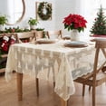 thumbnail image 3 of Sm:)e Christmas Tree Embroidery Lace Tablecloth 60x84 Inch, Beige, Vintage Floral Fabric Classy Vintage Reception Decor, 3 of 6