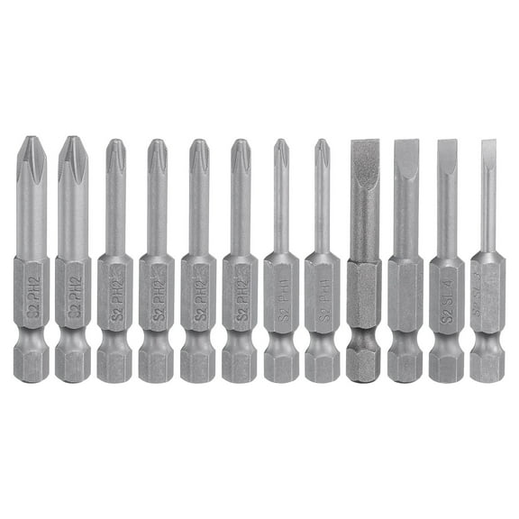 Uxcell 12Pcs Slotted Phillips Screwdriver Bit 2" Length Magnetic Flat Cross Drill Bits