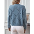 thumbnail image 2 of Womens Sequin Hollow Out Knit Sweater Fall Winter Long Sleeve Round Casual Loose Fitting Pullover Sweater Tops,Blue,XL, 2 of 5