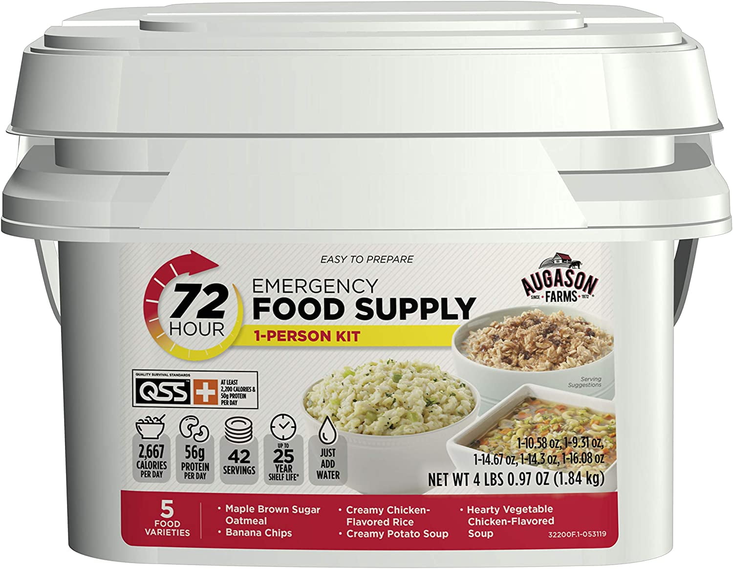 Augason Farms Deluxe Emergency 30-day Food Supply 1 Person 200 Servings 36 600 for sale online 