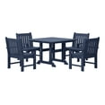 thumbnail image 3 of WestinTrends Malibu 5-Piece HDPE Outdoor Patio Chair and Square Table Dining Set, Navy Blue, 3 of 15