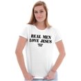 thumbnail image 3 of Real Men Love Jesus Christian Womens Slim Fit Graphic Tee Brisco Brands S, 3 of 5