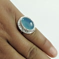thumbnail image 2 of Genuine Aqua Chalcedony Gemstone Ring, Natural 925 Sterling Silver, Blue Stone Cabochon Oval Ring, Solitaire Ring, Antique Ring, Beautiful Valentines Day&nbsp;Gifts For Women (Aqua Chalcedony, 7), 2 of 5