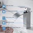 thumbnail image 2 of Grifo de baño moderno con cascada, grifo de lavabo con diseño elegante, grifo mezclador de latón, agua fría y caliente disponible, altura del caño 120 mm, accesorios cromados G 3/8, 2 of 5