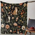 thumbnail image 4 of 1pc, Vintage Floral Cat Print Throw Blanket, Soft Plush Fleece, All-Season Comfort, Ideal for Sofa, Bed, Car, Office, Camping, Gift - Mixed Colors, Knitted, Polyester, 4 of 6