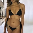 thumbnail image 3 of Traje de Baño de 2 Piezas para Mujer, Traje de Baño , Conjuntos de con Cuello Halter Triangular, Traje de Baño con de Imitación, - Black, Sunnimix Traje de bikini de mujer, 3 of 8