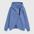 thumbnail image 2 of Half Zip Pullover Hoodie for Women Fall Winter Long Sleeve Irregular Hem Sweatshirt Color: Blue Size: XXL, 2 of 3