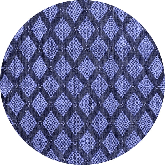 Ahgly Company Machine Washable Indoor Round Abstract Blue Modern Area Rugs, 8' Round