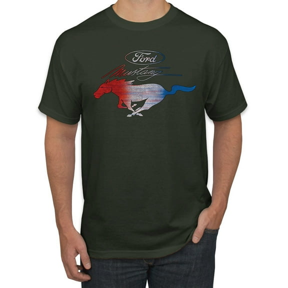 Wild Bobby, Classic Ford Mustang Car Logo, Cars and Trucks, Men's Graphic T-Shirt, Forest Green, Small